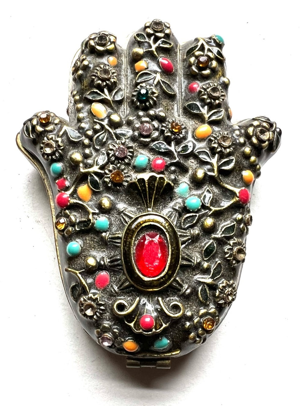 Ornate Multicolor Hamsa Hand Trinket Box